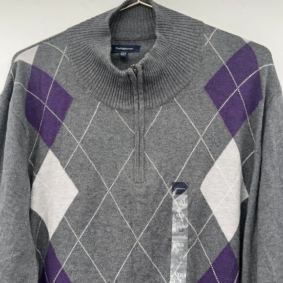 Croft & Barrow Plus Mens Quarter Zip Gray Mock Sweater. NWT - Picture 3 of 8